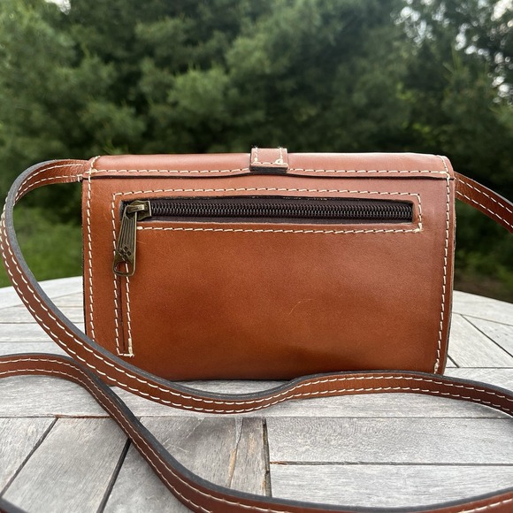 Patricia Nash Torri Crossbody British Tan Leather Purse Clutch Removable Strap - Picture 2 of 9